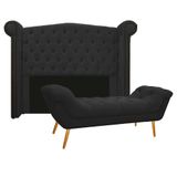 Cabeceira E Calçadeira Veneza 195 Cm King Size Suede Preto