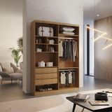 Closet Solteiro Fenix Com 3 Gavetas E 8 Prateleiras Imbuia