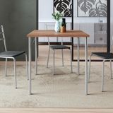 Mesa Quadrada 80cm Cr50009 Castanho Cromada