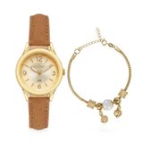 Relogio Feminino Condor Dourado Pequeno + Pulseira Berloques