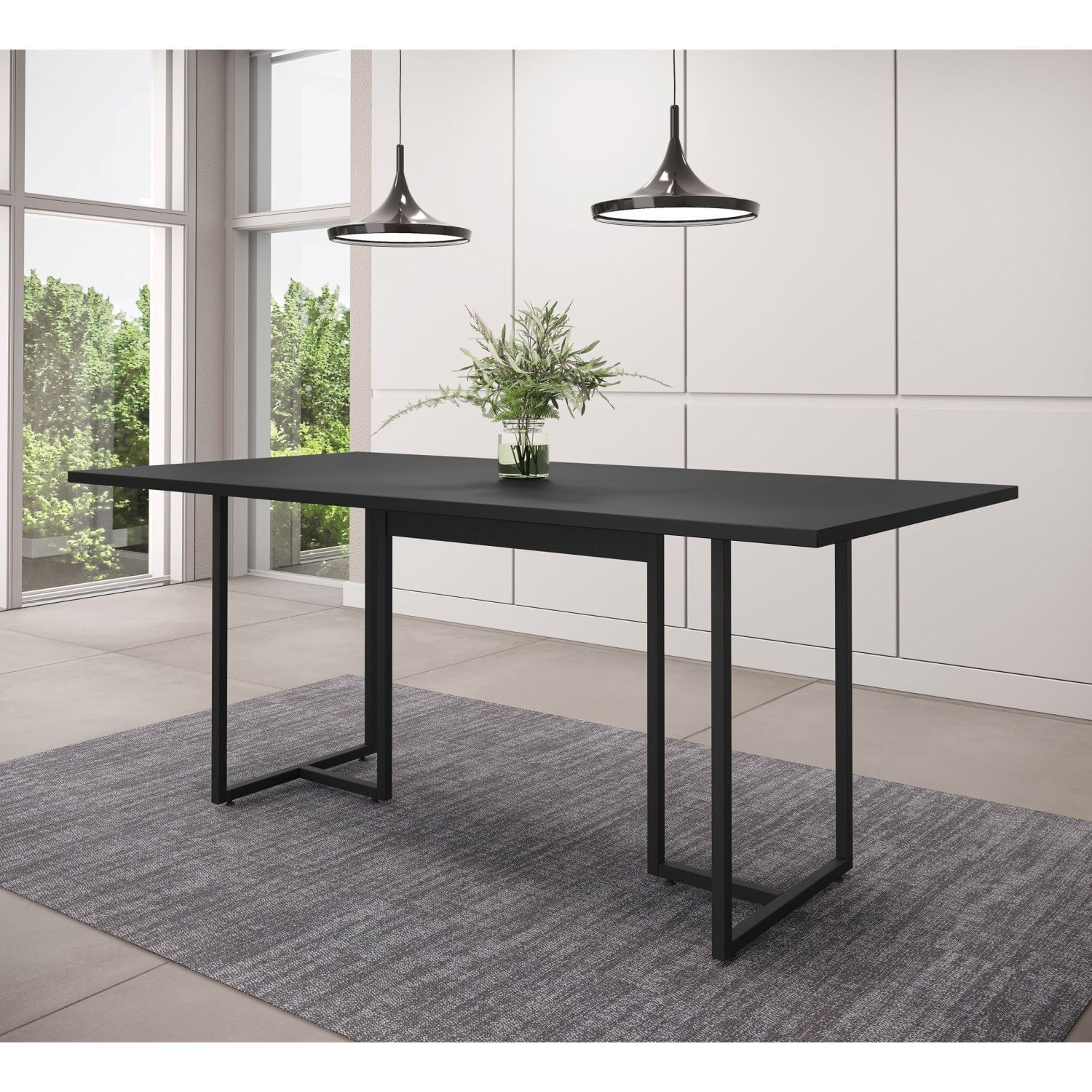 Mesa De Reunião Industrial 180x90cm Prime Pr-23 6 Lugares Espresso Móveis Preto