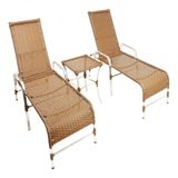Espreguiçadeiras E Mesa Confortável Para Piscina Sépia