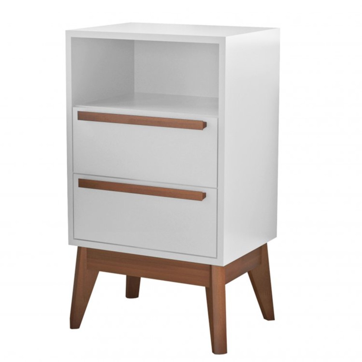 Mesa de Cabeceira 2 Gavetas Lotus Imperador Móveis Nat/Branco