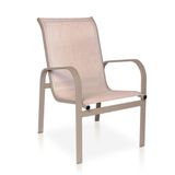 Cadeira para varanda, área externa, gourmet e jardim - Cappuccino em tela sling café com leite