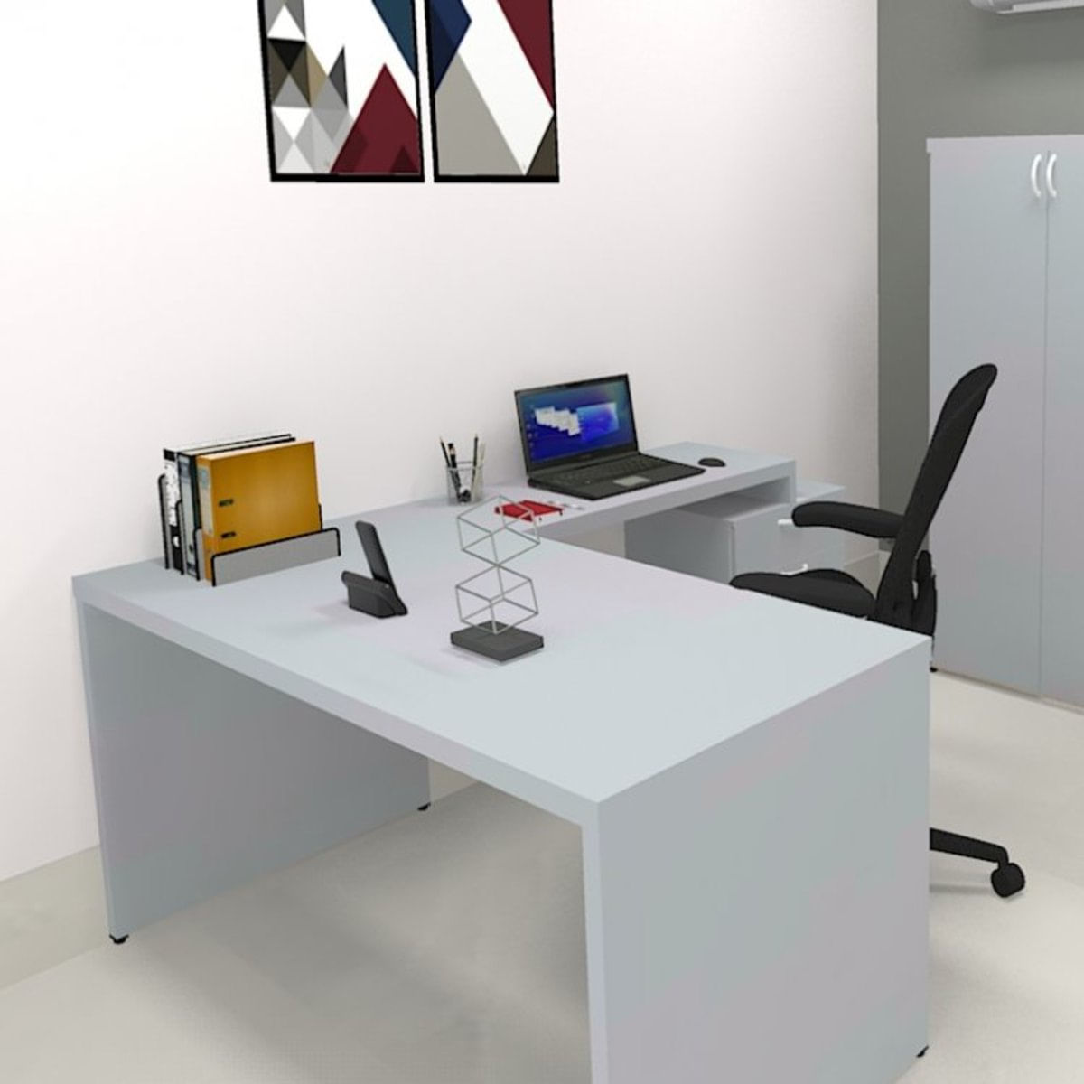 Mesa Reta Natus 40mm 100 cm 60 cm Bramov Móveis Cinza Cristal