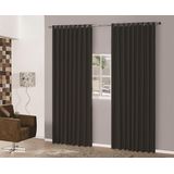 Cortina Sala Quarto Em Tecido Semi Blackout Preto 3,00x2,70