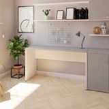 Mesa Reta Corp 25mm 140 cm Bramov Móveis Branco/Cinza Cristal