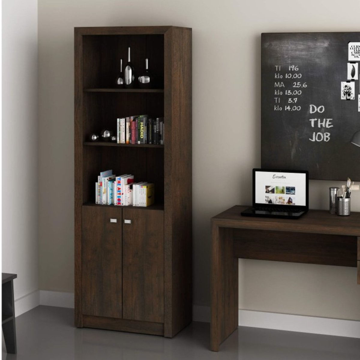 Armário Estante 2 Prateleiras e 1 Porta Tecno Mobili Rústico