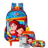 Mochila De Rodinha + Estojo + Kit Lancheira Maria Clara E Jp