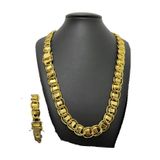Cordão + Pulseira Dubai 15mm - Banhado Ouro 18k