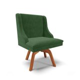 Cadeira Suede Verde Giratória De Madeira