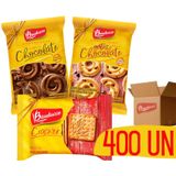 Kit Biscoito Sachê Bauducco Choco + Leite+ Cream Cracker 400