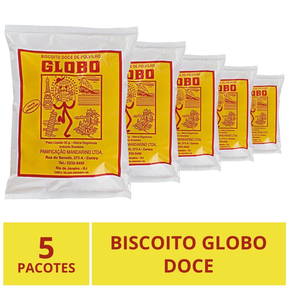 Biscoito Globo Doce, Rio De Janeiro, 5 Pacotes 30g