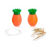 Kit Saleiro Paliteiro De Mesa De Abacaxi Tropical 2 Peças
