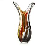 Vaso Em Cristal Murano Preto E Âmbar - São Marcos 58cm