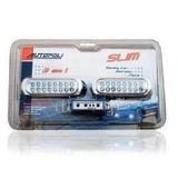 Farol Milha Strobo Safetycar Slim 16 Leds Azul Corpo Cromado