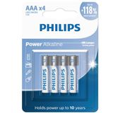 Blister 4 Pilhas Aaa Alcalinas Philips - Lr03p4b/59