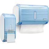 Kit Toalheiro Compacto Azul + Saboneteira Compacta 400ml