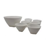 Conjunto Bowls Sobremesa Tigela Saladeira Pote 7peças Branco