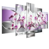 Quadro Decorativo Orquídeas Branca E Rosa Kyme 5 Peças