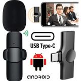 Microfone De Lapela Sem Fio Usb Type C Wireless Gravar Vídeo No Celular Conector Para Android Live Vlog Podcast Youtuber