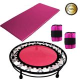 Kit Ginástica Rosa - Jump + Colchonete + Caneleira 2 Kg