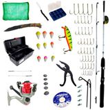 Conjunto Pescaria Completo Molinete Vara Caixa Acessórios