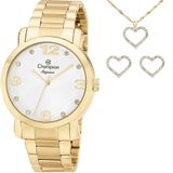 Relogio Champion Feminino Dourado Banhado Ouro Cn26279w