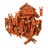 Pacote 100 Mini Prendedores Em Madeira 2,5 Cm - Laranja