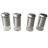Kit 4 Porta Condimentos Tempero Pimenteiro Saleiro Prata