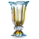 Vaso Em Cristal Murano Azul - Assinado - São Marcos 50cm