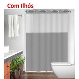 Cortina Em Pvc Para Box Antimofo Com Ilhós 1,38x1,98 Cinza