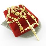 Corrente Masculina 70cm 5mm Cruz Folheado Ouro 18k Cr346