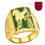 Anel Grande Masculino Horse Cavalo Banhado A Ouro Ajustável