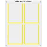 Quadro De Aviso E Gestão Com 4 Displays A4 Acrílico Amarelo