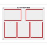 Quadro De Aviso Gestão Com 5 Displays A4 Acrílico 1 Vermelho