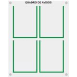 Quadro De Aviso E Gestão Com 4 Displays A4 De Acrílico Verde