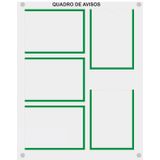 Quadro De Aviso Gestão Com 5 Displays A4 Acrílico 3 Verde