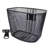 Cesta Para Bicicleta Aramada Preta Aro 24 Com Suporte