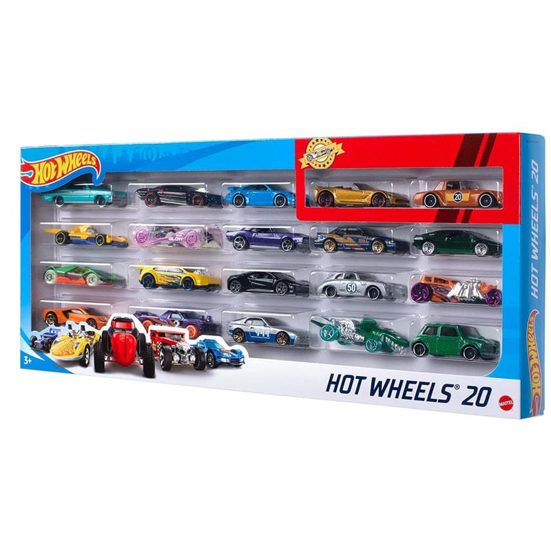 Pacote Com 20 Carrinhos Hot Wheels Mattel