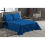 Cobre Leito Azul Royal Matelado Cama Casal Padrão 3 Peças