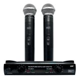 Microfone Duplo De Mão Sem Fio Mxt Uhf 302 Com Maleta