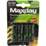 Kit 4 Pilhas Recarregáveis Aa 1.2v Maxday 4800mah