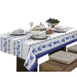 Toalha De Mesa Linhão 4 Lugares Retangular Floral Azul