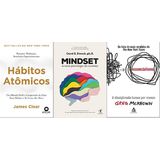 Kit 3 Livros Hábitos Atômicos + Mindset + Essencialismo