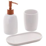 Kit Banheiro Lavabo De Cerâmica 3 Peças Branco Luxo