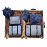 Kit Necessaire Organizador Mala Viagem Azul Marinho 7 Peças