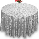 Toalha De Mesa Redonda Jacquard Cinza 1,40m Festa Buffet