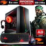 PC Gamer Com Kit G-Fire Htg-497 AMD A8 3.4Ghz  8GB( Radeon R7 2GB)  SSD 240GB