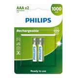 Pilha Recarregável Palito Aaa Philips1000mah Com 2 Unidades